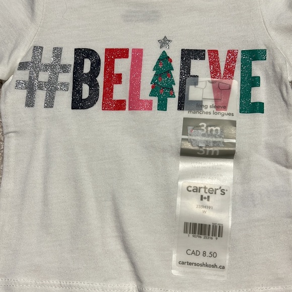 Long sleeve shirt, size 3 months, never worn - Picture 2 of 3